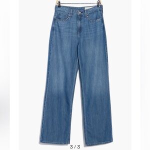 rag & bone Lori Mid Rise Wide Leg Studs Jeans